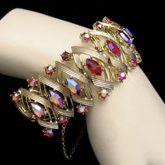 Beautiful Coro Pegasus Red AB Rhinestones Bracelet from myclassicjewelry.com