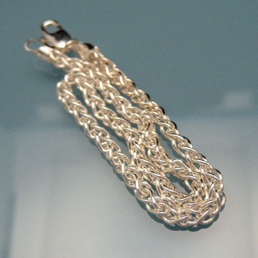 ITALY 925 Sterling Silver Thick Braided Wheat Chain Bracelet New