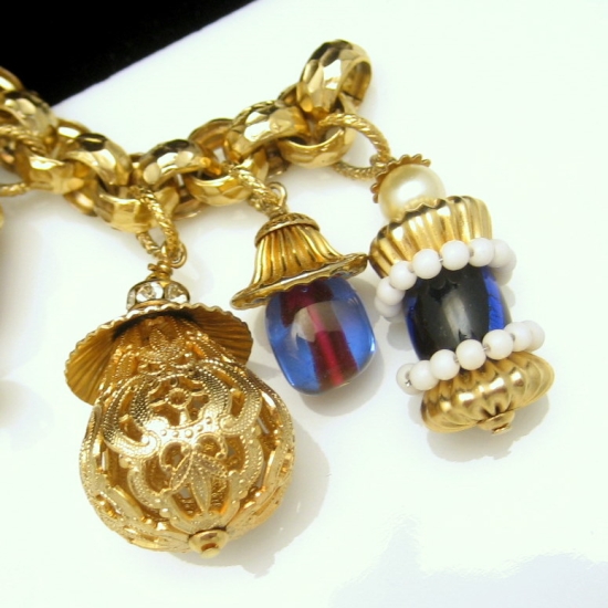 NAPIER Vintage Chunky Charm Bracelet Rare Asian Lanterns Glass Beads eBay