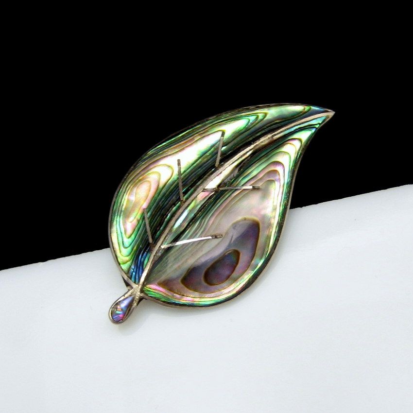 Taxco Mexico Sterling Silver Abalone Brooch