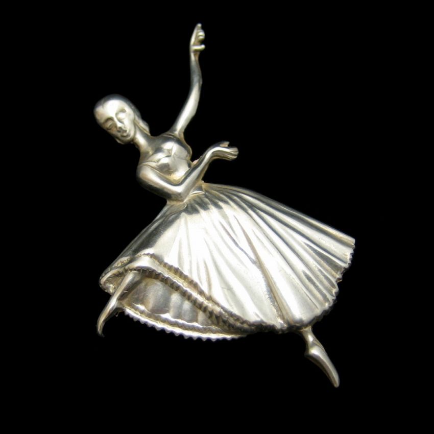 LANG STERLING Silver Vintage Ballerina Ballet Dancer Brooch Pin Figural Detailed eBay