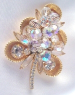 Juliana Rhinestone Dangle Flower Cups Brooch