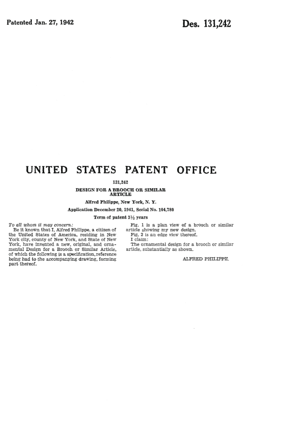 Trifari Patent 131242, Page 2