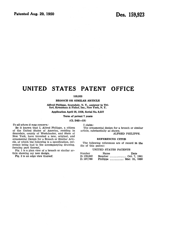 Trifari Patent 159923, Page 2