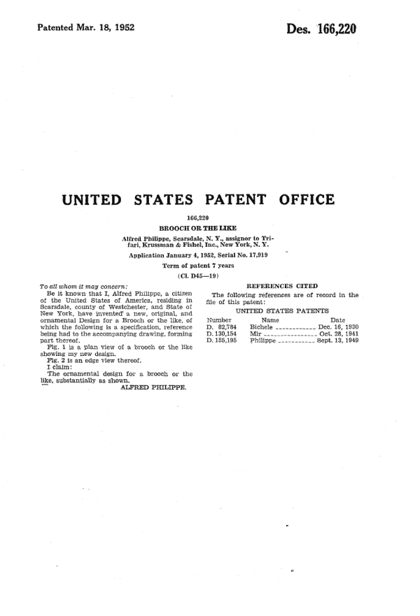 Trifari Patent 166220, Page 2