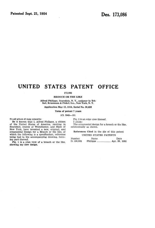 Trifari Patent 173086, Page 2