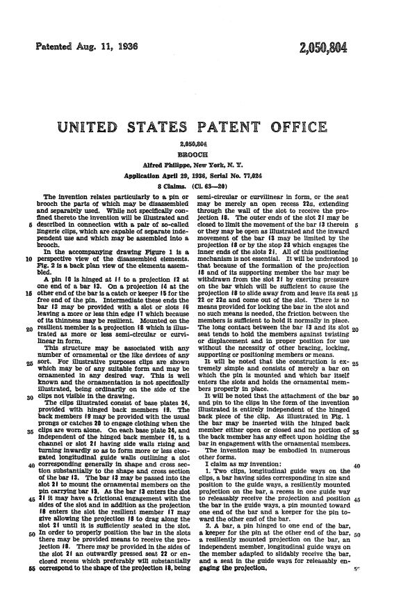 Trifari Patent 2050804, Page 2