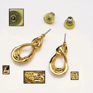 NAPIER Vintage Post Earrings Mid Century Rhinestone Dangles Shiny Goldtone Swirls Elegant