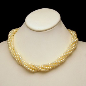 Vintage Faux Pearls Necklace Mid Century Torsade 6 Multi Strand Bridal Classic Style