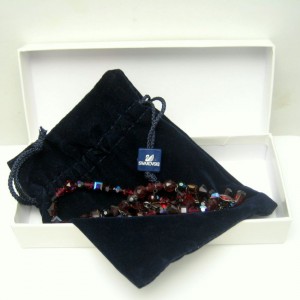 Genuine SWAROVSKI Red Crystal Beads Dangles Necklace Signed Swan Mark Vintage