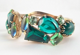 Juliana Green and Aqua Stones Clamper Bracelet