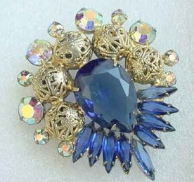 Juliana Blue Navettes Brooch