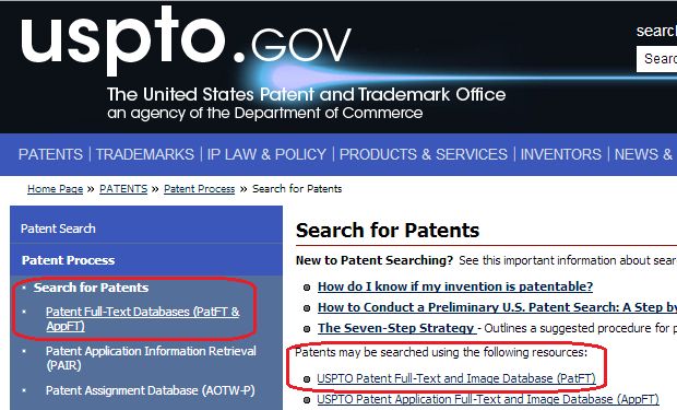 US Patent and Trademark Office Site