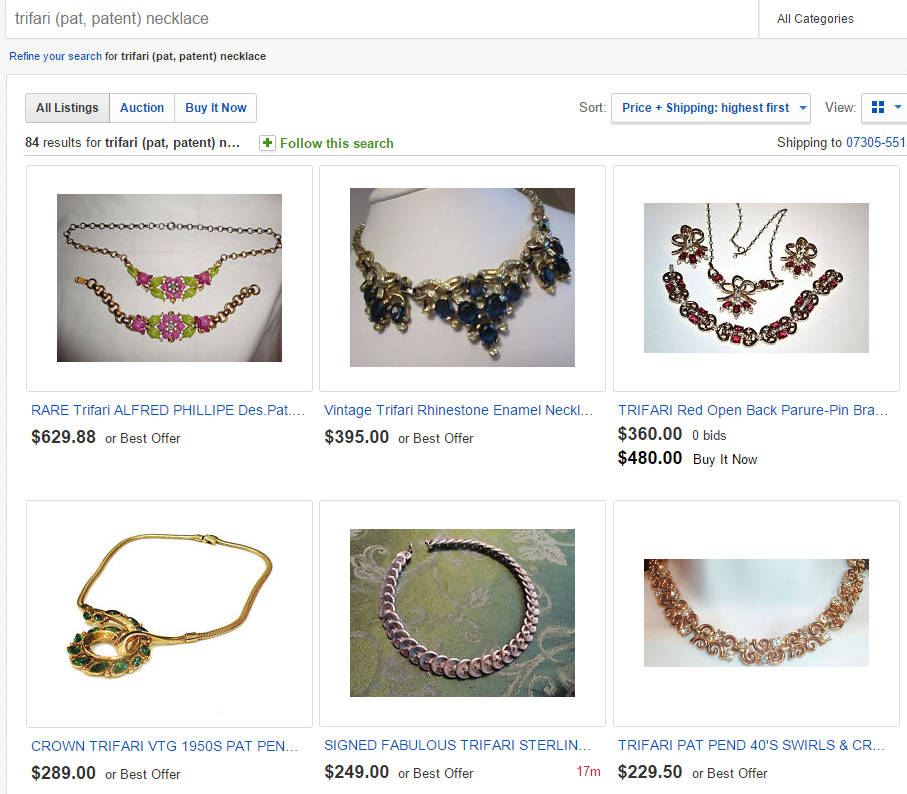 Trifari Pat Patent Necklace Search on eBay