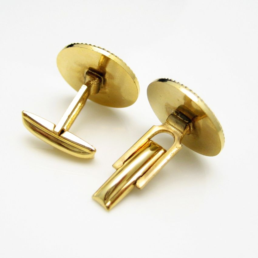 Mid Century Large Round Mens Cufflinks Cuff Links Vintage Gold Plated ...