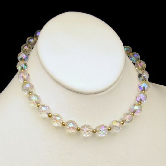 Vintage Glass Beaded Chain Choker Necklace
