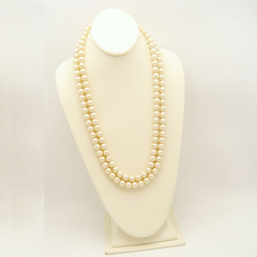 Large 10mm Faux Pearls Flapper Length Necklace Vintage 53 inch Long ...