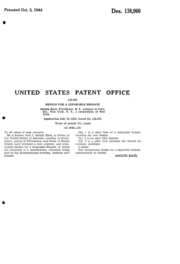 Coro Patent 138960, Page 2