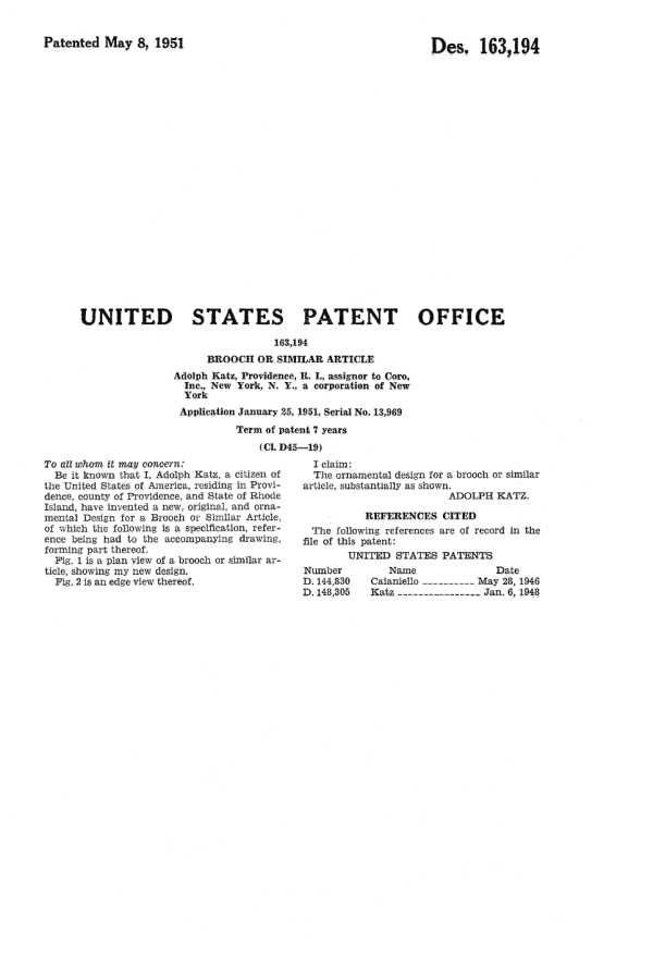 Coro Patent 163194, Page 2