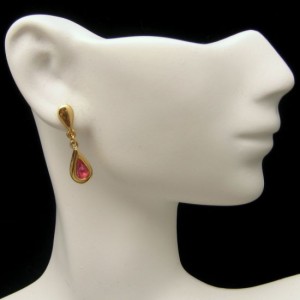 AVON Vintage Earrings Mid Century Pink Crystals Rhinestone Teardrop Dangles Posts Pretty